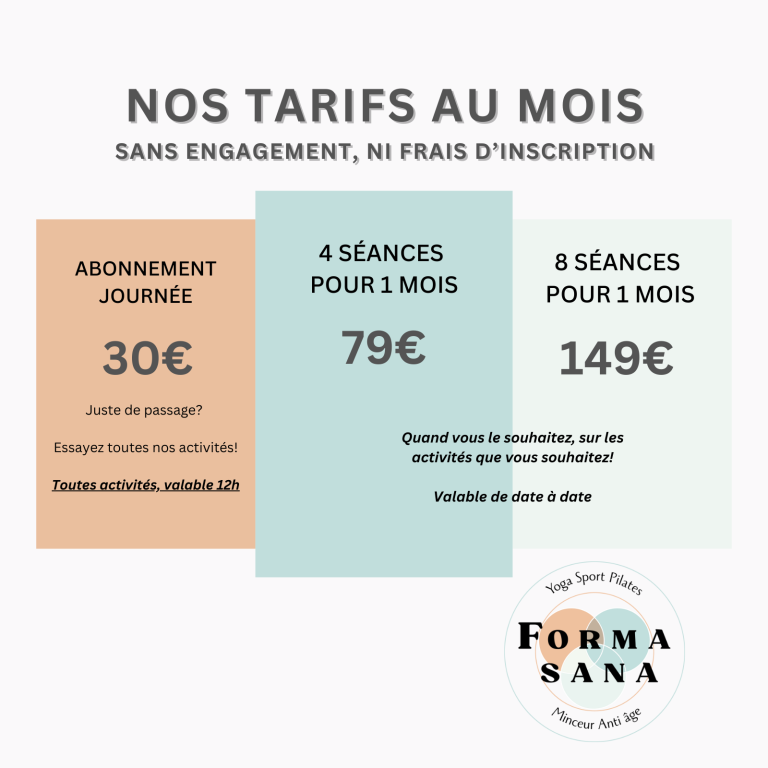 tarifs yoga pilates sport
